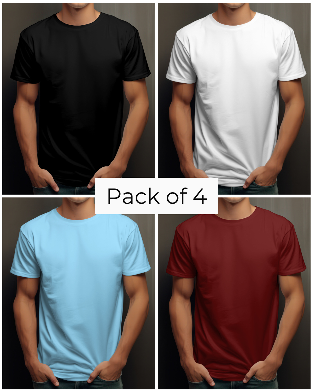 Pack Of 4 Plain T Shirts