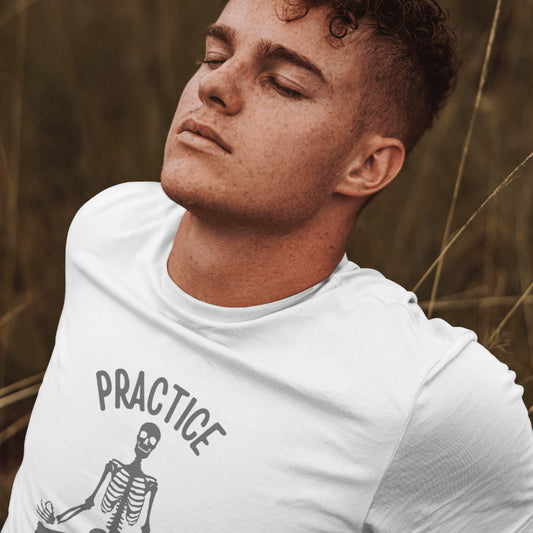 Practice Yoga Skeleton Printed T shirt - The Custom Thread