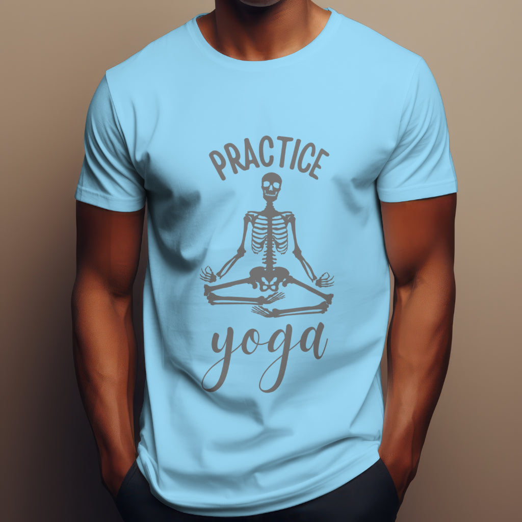 Practice Yoga Skeleton Printed T shirt - The Custom Thread