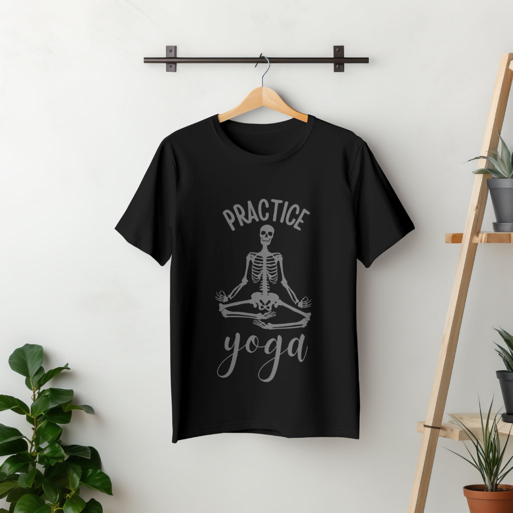 Practice Yoga Skeleton Printed T shirt - The Custom Thread